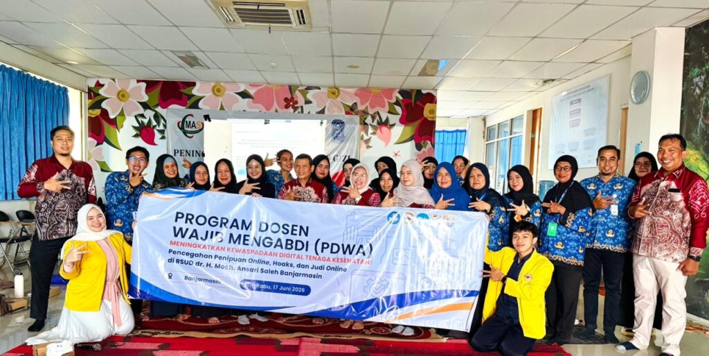 Dosen Ilmu Komunikasi FISIP ULM Edukasi Pencegahan Hoaks dan Penipuan Online di RSUD Ansari Saleh Dr. Sri Astuty, S.Sos., M.Si. memberikan materi literasi digital kepada pegawai Instansi Gizi RSUD dr. H. Moch. Ansari Saleh Banjarmasin dalam Program Dosen Wajib Mengabdi 2026.
